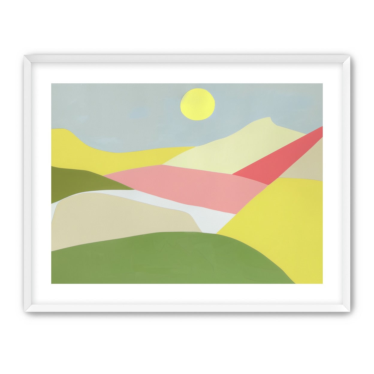 Yellow sun over red fields