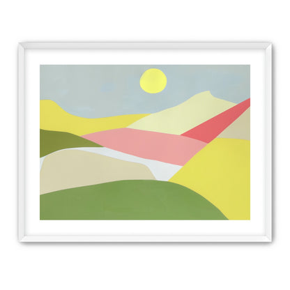 Yellow sun over red fields