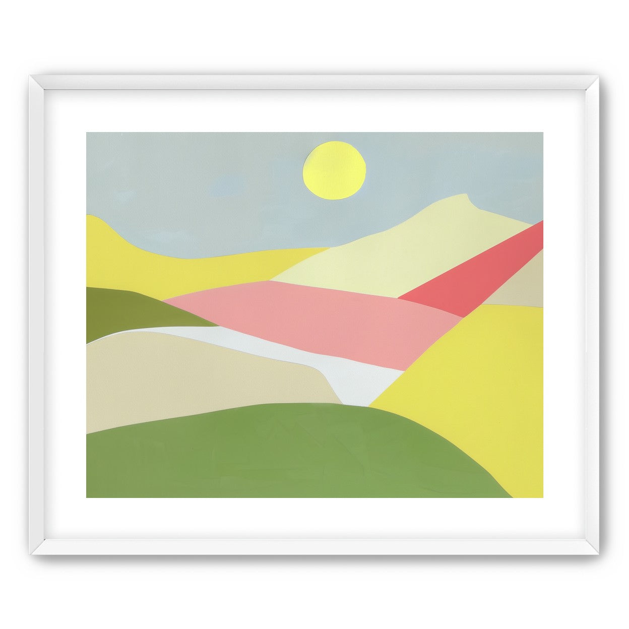 Yellow sun over red fields