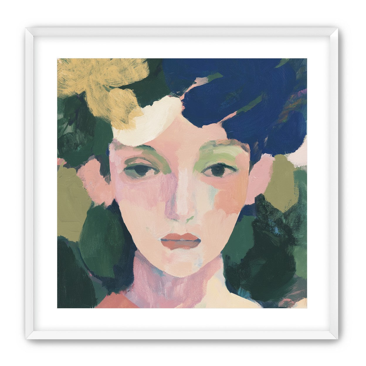 Portrait with pale flower