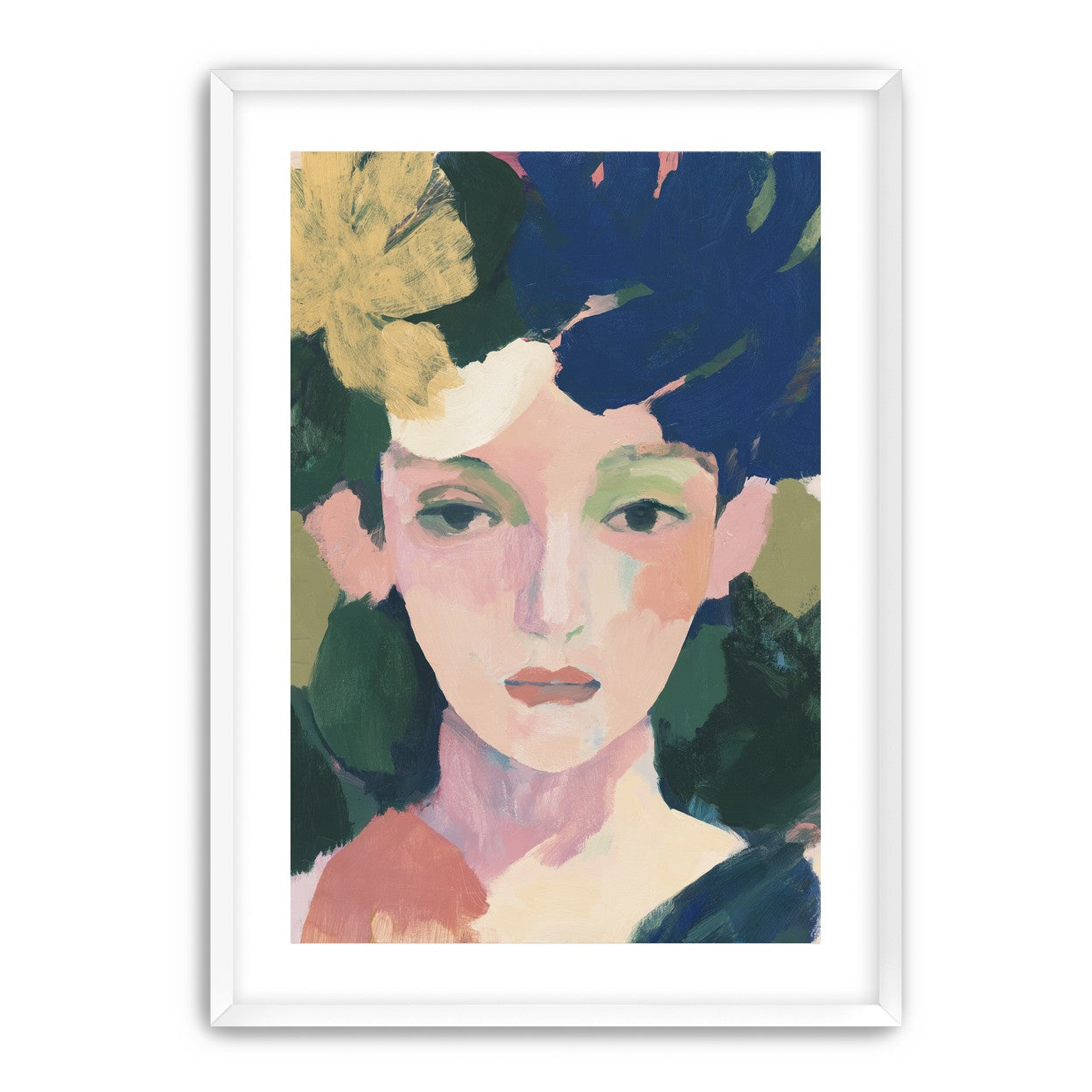 Portrait with pale flower