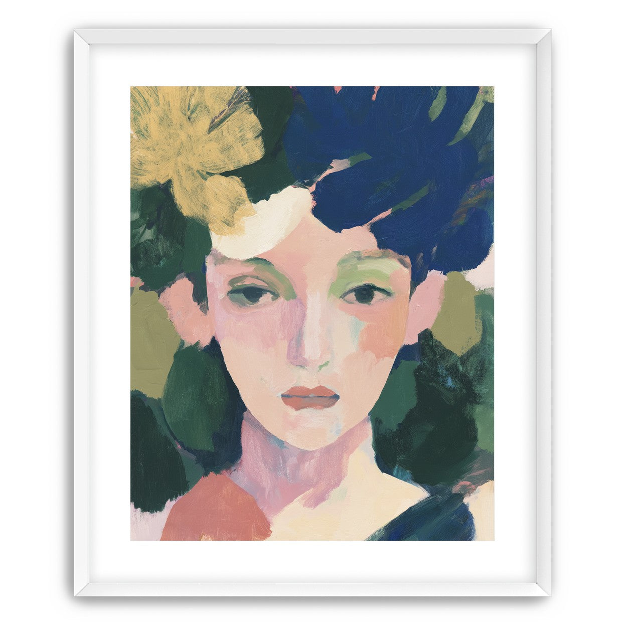 Portrait with pale flower