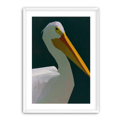 White pelican in deep green