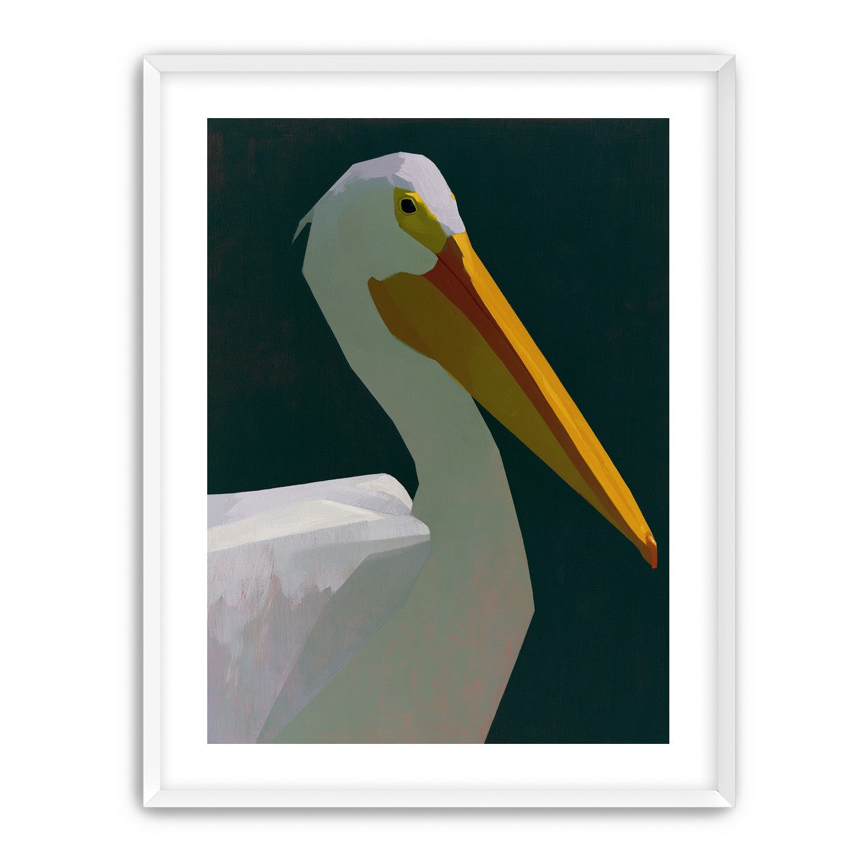 White pelican in deep green