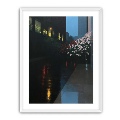 Flowers beside the wet windows