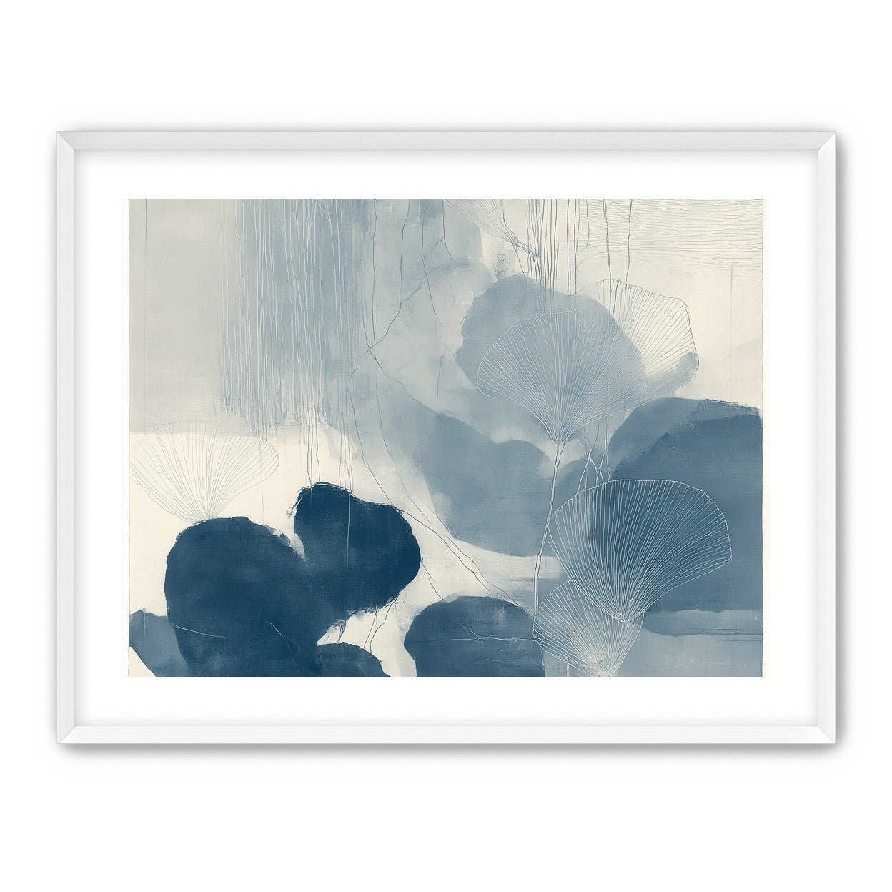 Fan leaves in blue wash