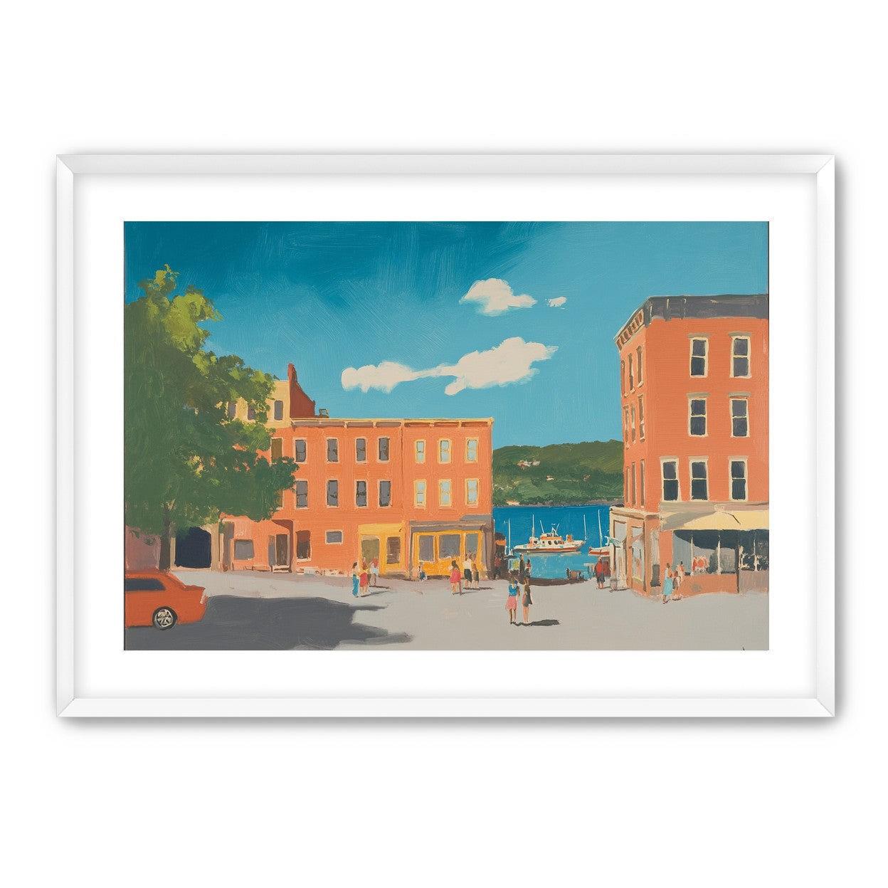 Sunlit street to the harbor