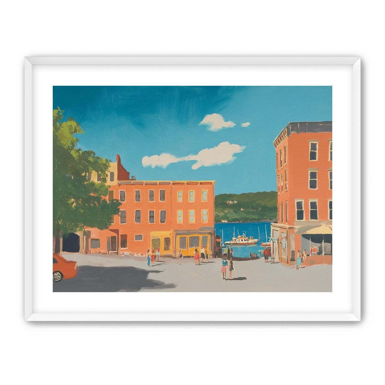 Sunlit street to the harbor