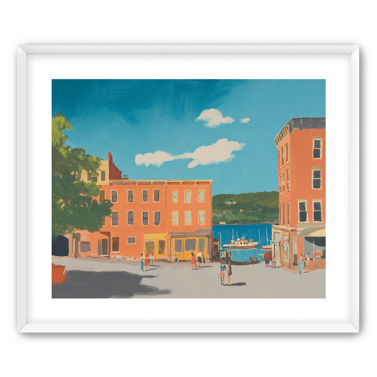 Sunlit street to the harbor