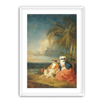 Sunglasses dogs under palms