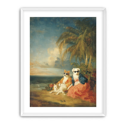 Sunglasses dogs under palms