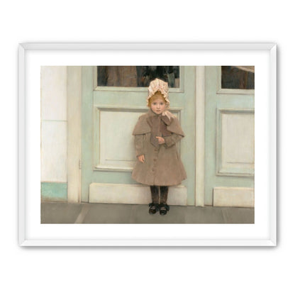 A child beneath pale doors