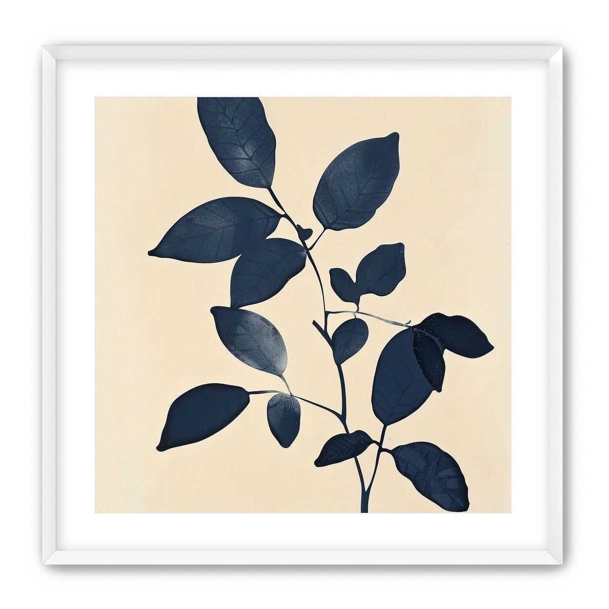 Indigo leaves on cream