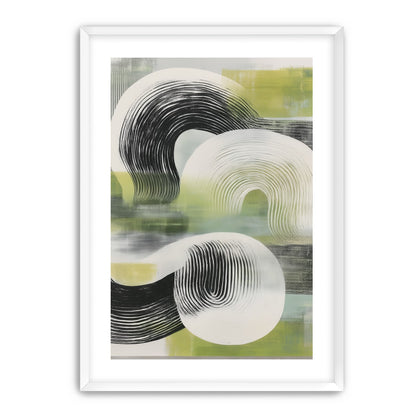 Curved bands across green fields