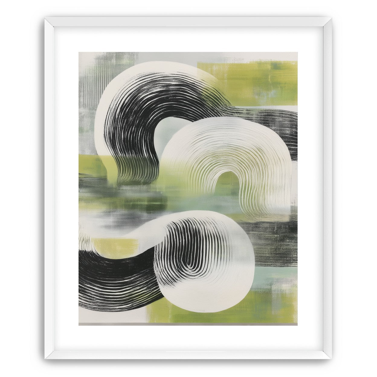 Curved bands across green fields