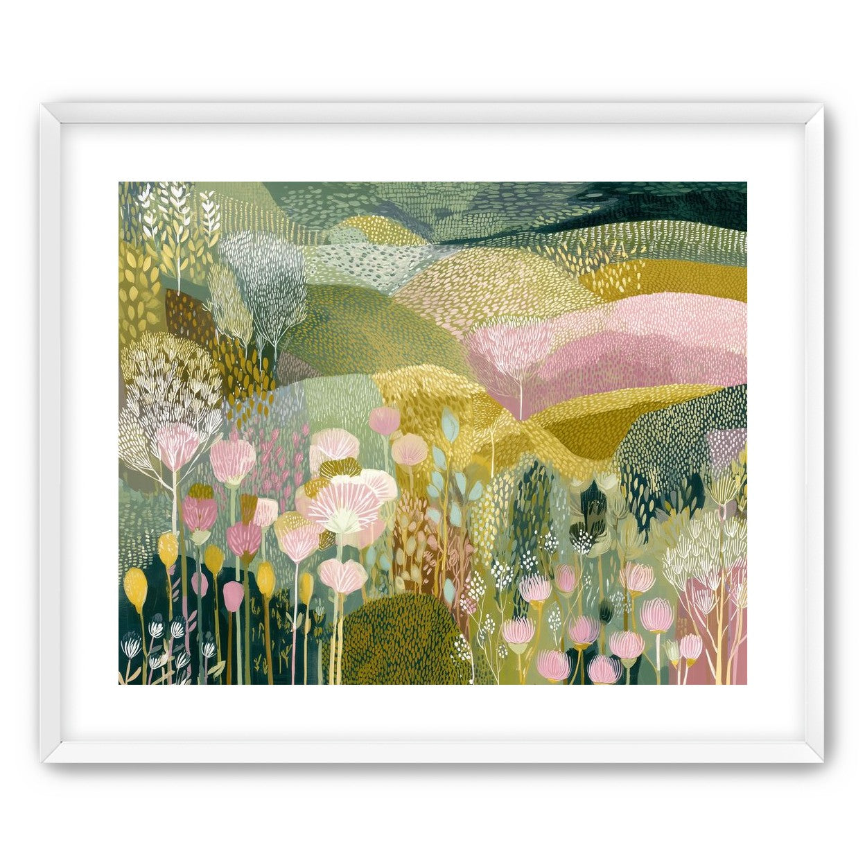 Patterned hills in bloom
