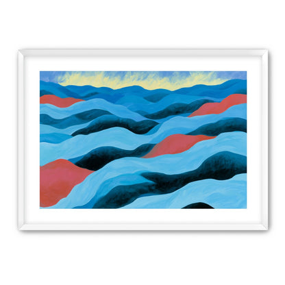 Blue hills under pale sky