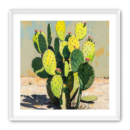 Yellow light on cactus pads