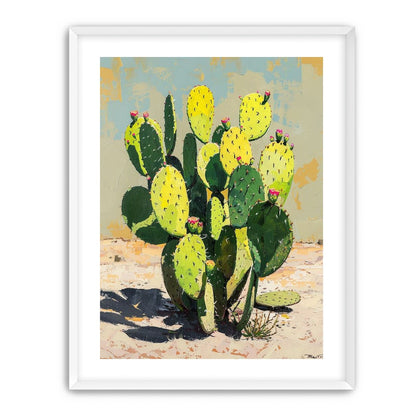 Yellow light on cactus pads