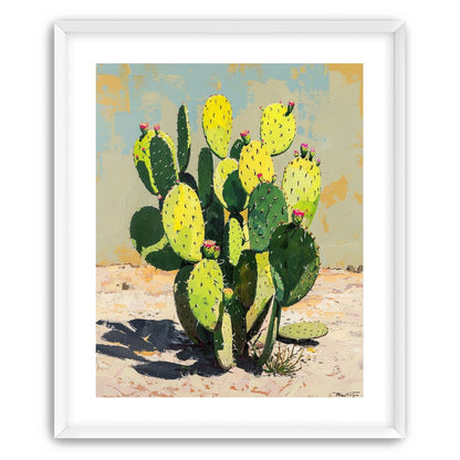 Yellow light on cactus pads