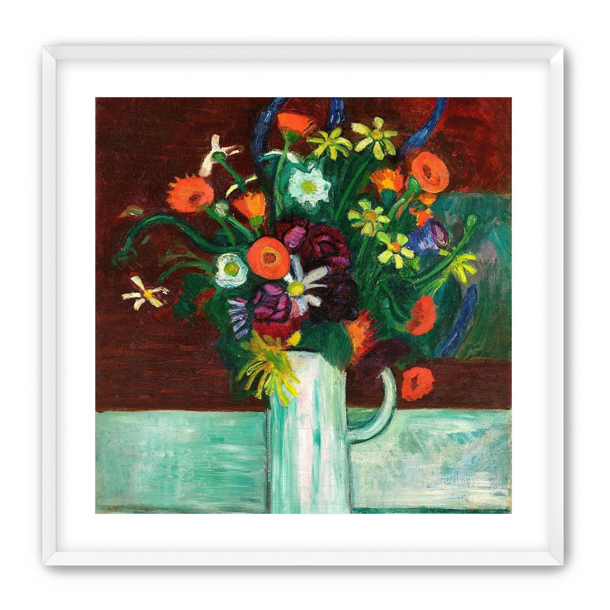 Flowers above the green table