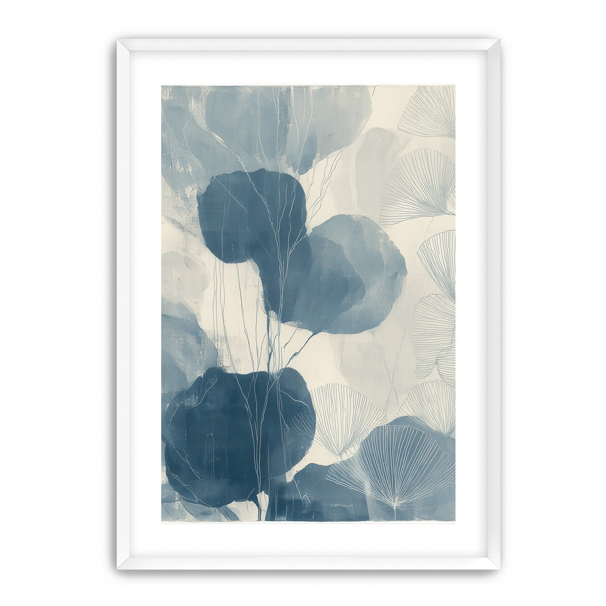 Ginkgo fans among round leaves