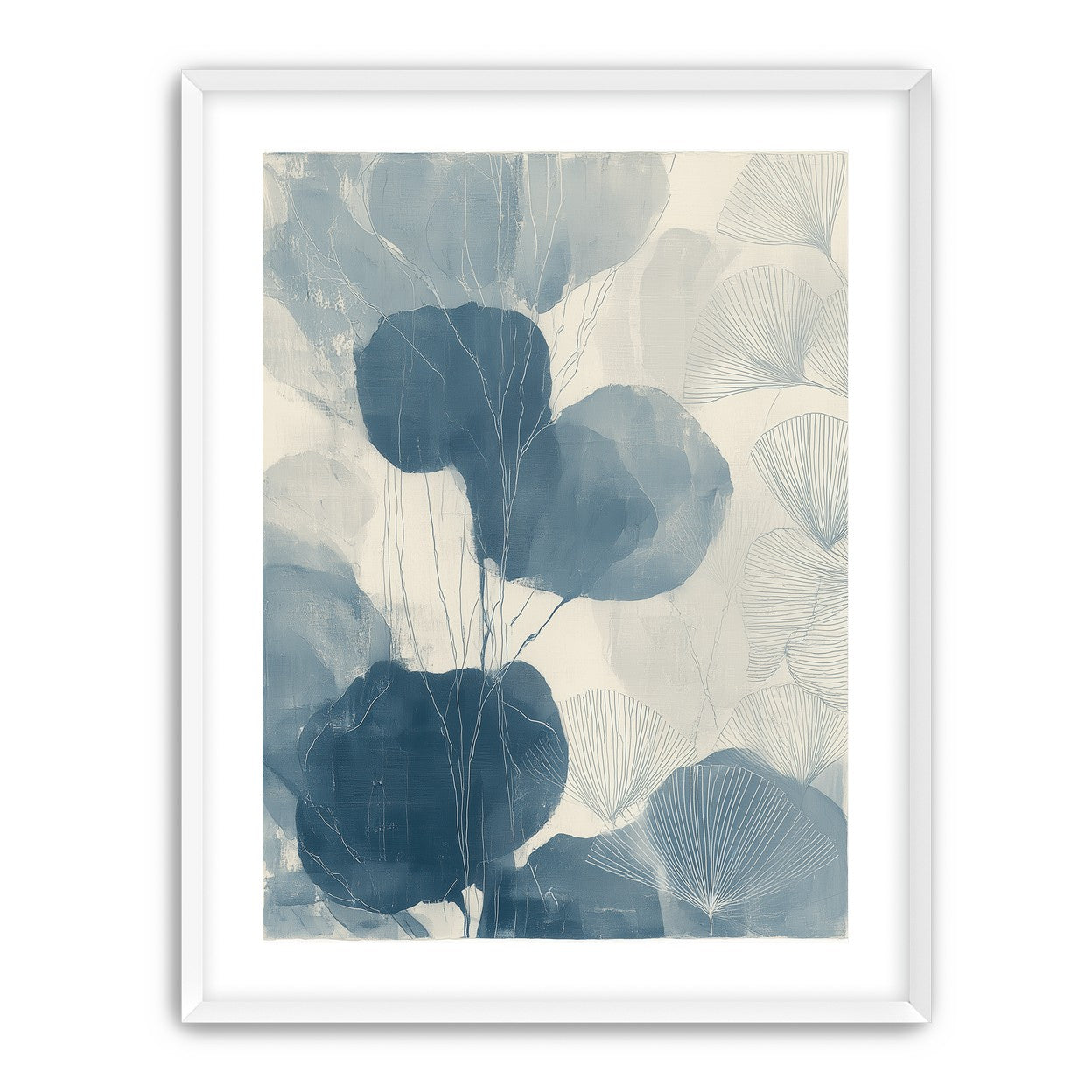 Ginkgo fans among round leaves