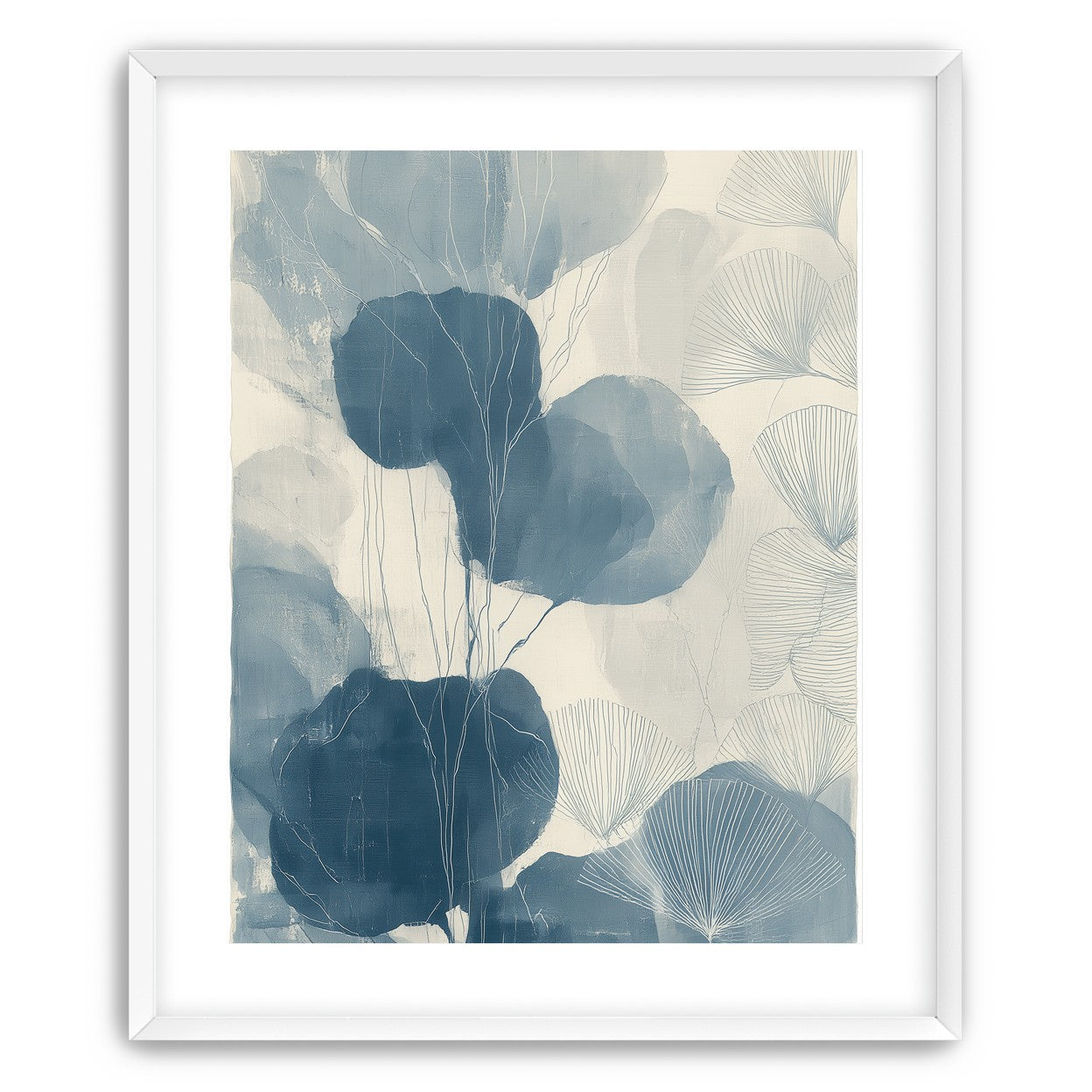 Ginkgo fans among round leaves