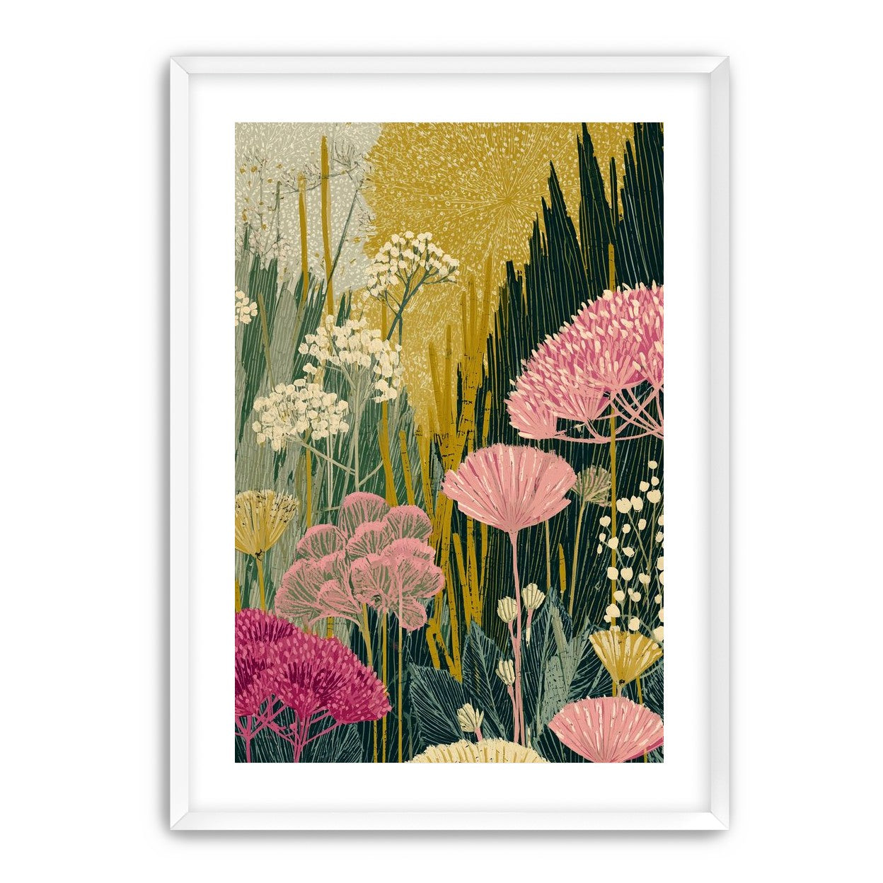 Wildflowers pressing into dusk