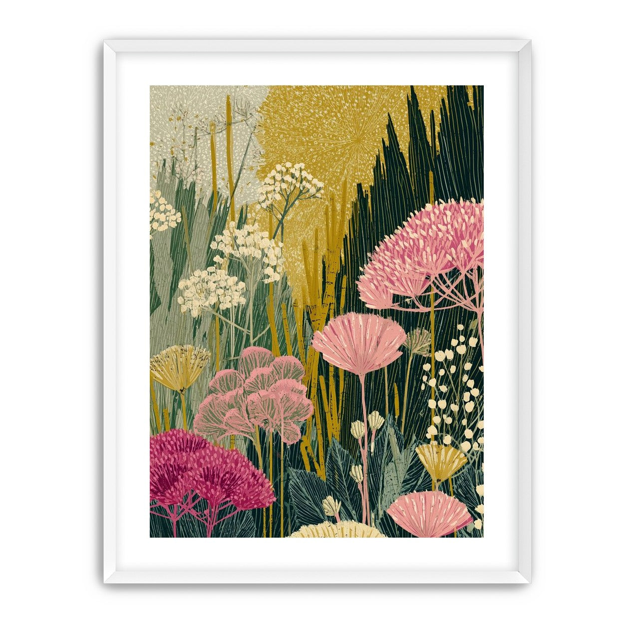 Wildflowers pressing into dusk