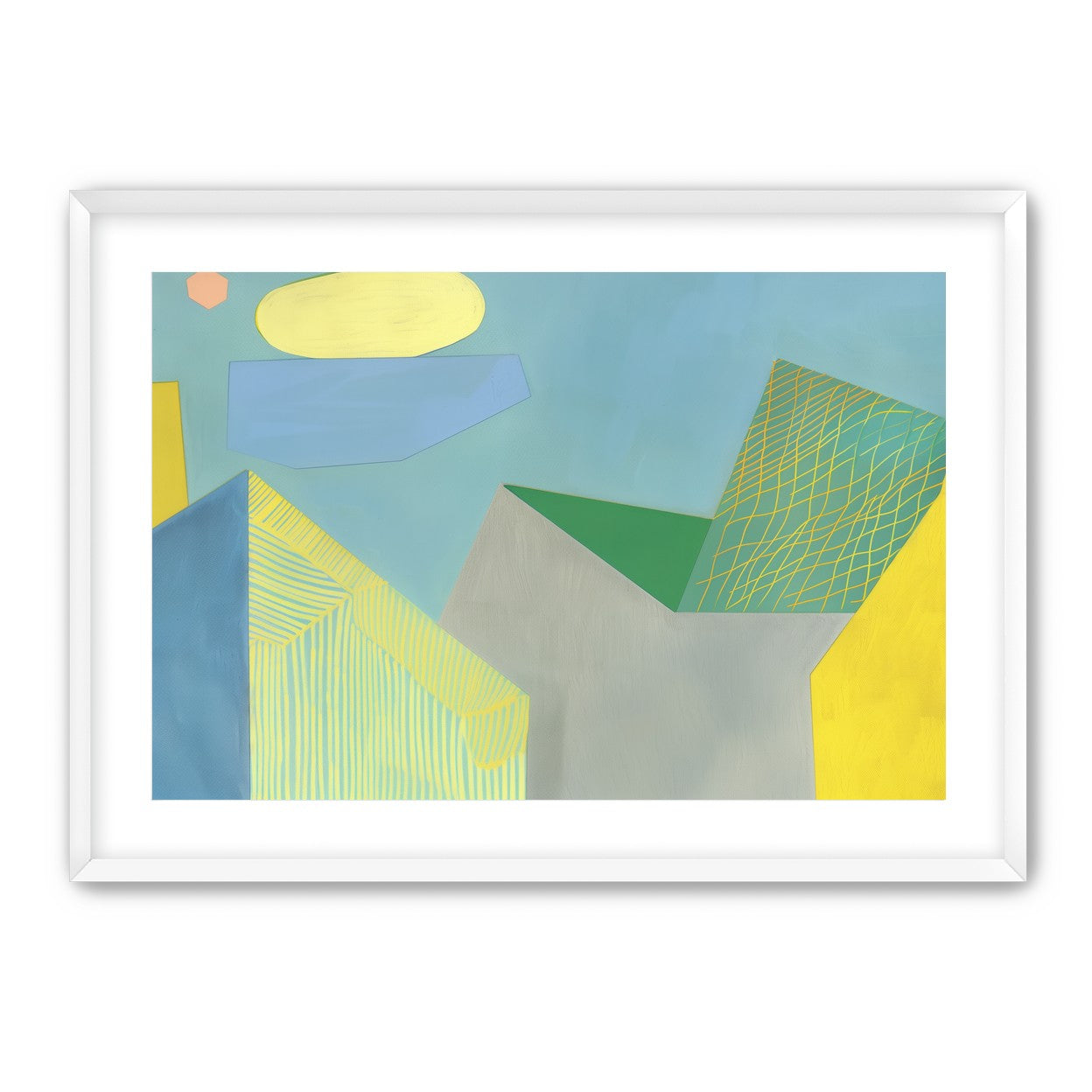 Crosshatched planes on blue
