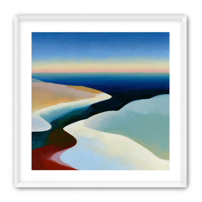 Blue sky over white dunes