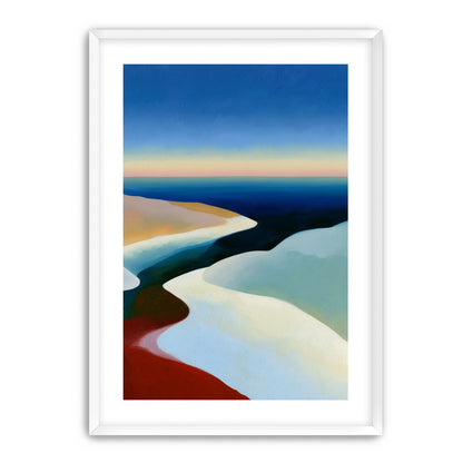 Blue sky over white dunes
