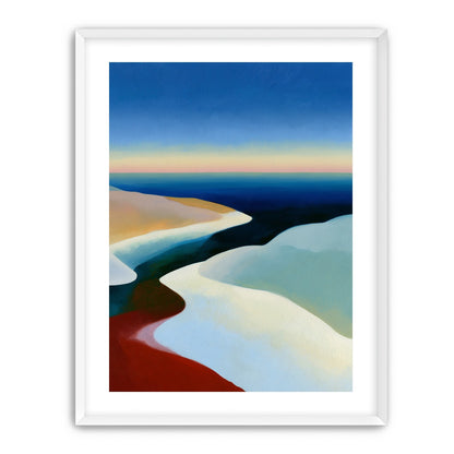 Blue sky over white dunes
