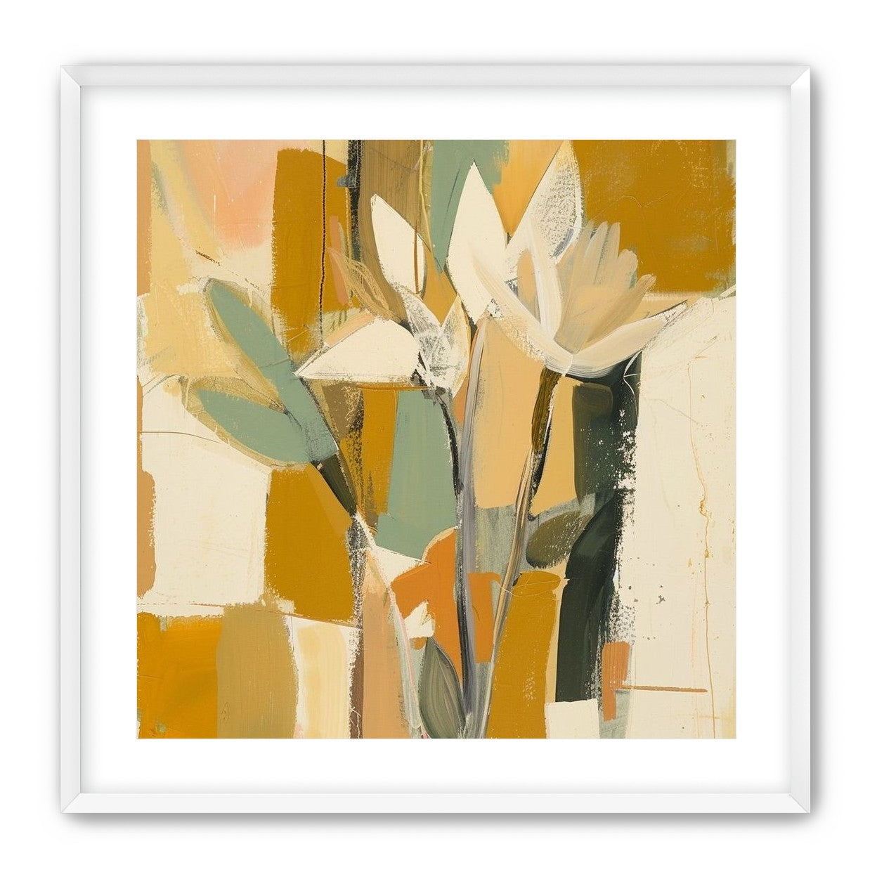White flowers in ochre light