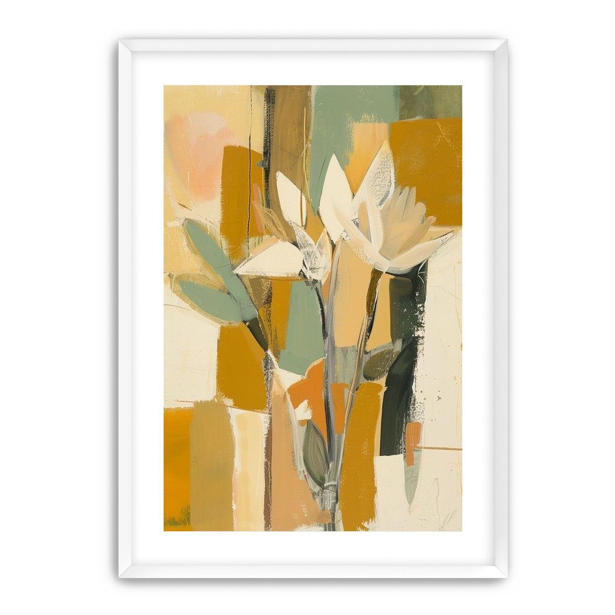 White flowers in ochre light