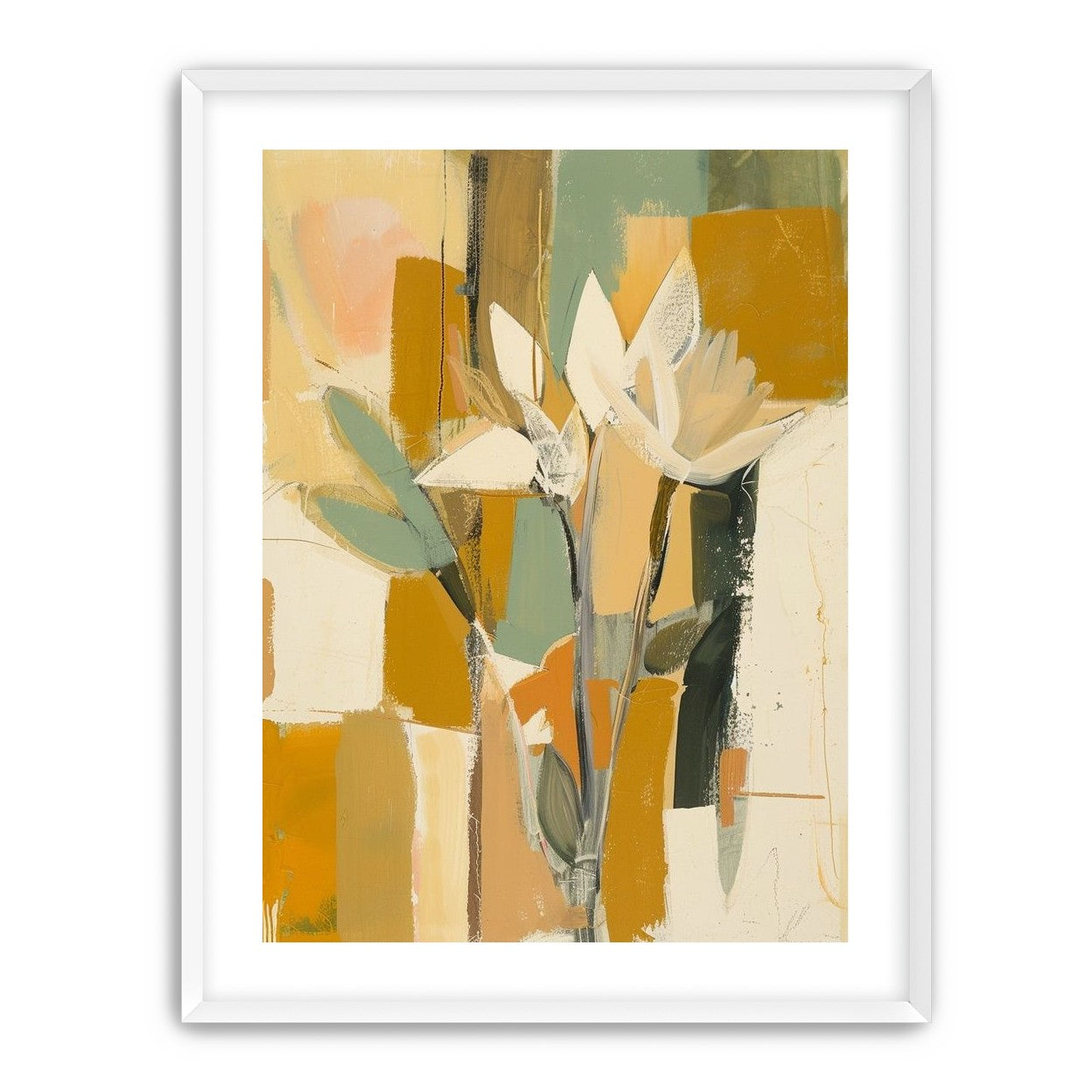 White flowers in ochre light