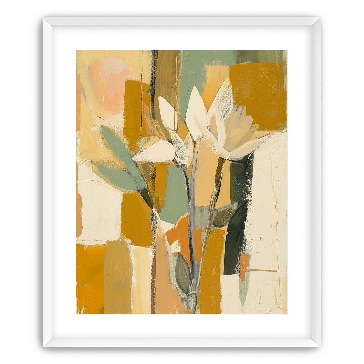White flowers in ochre light