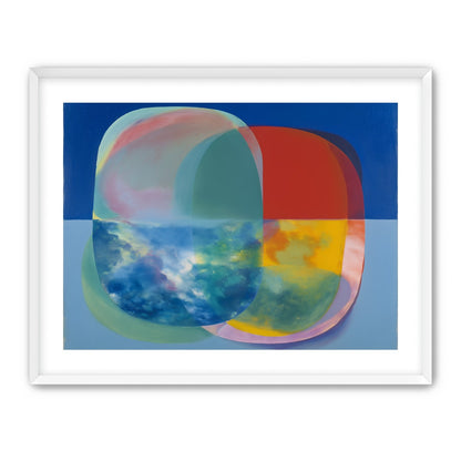 Translucent overlaps on blue field