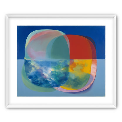 Translucent overlaps on blue field
