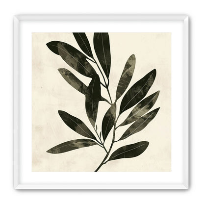 Charcoal leaves on ivory paper