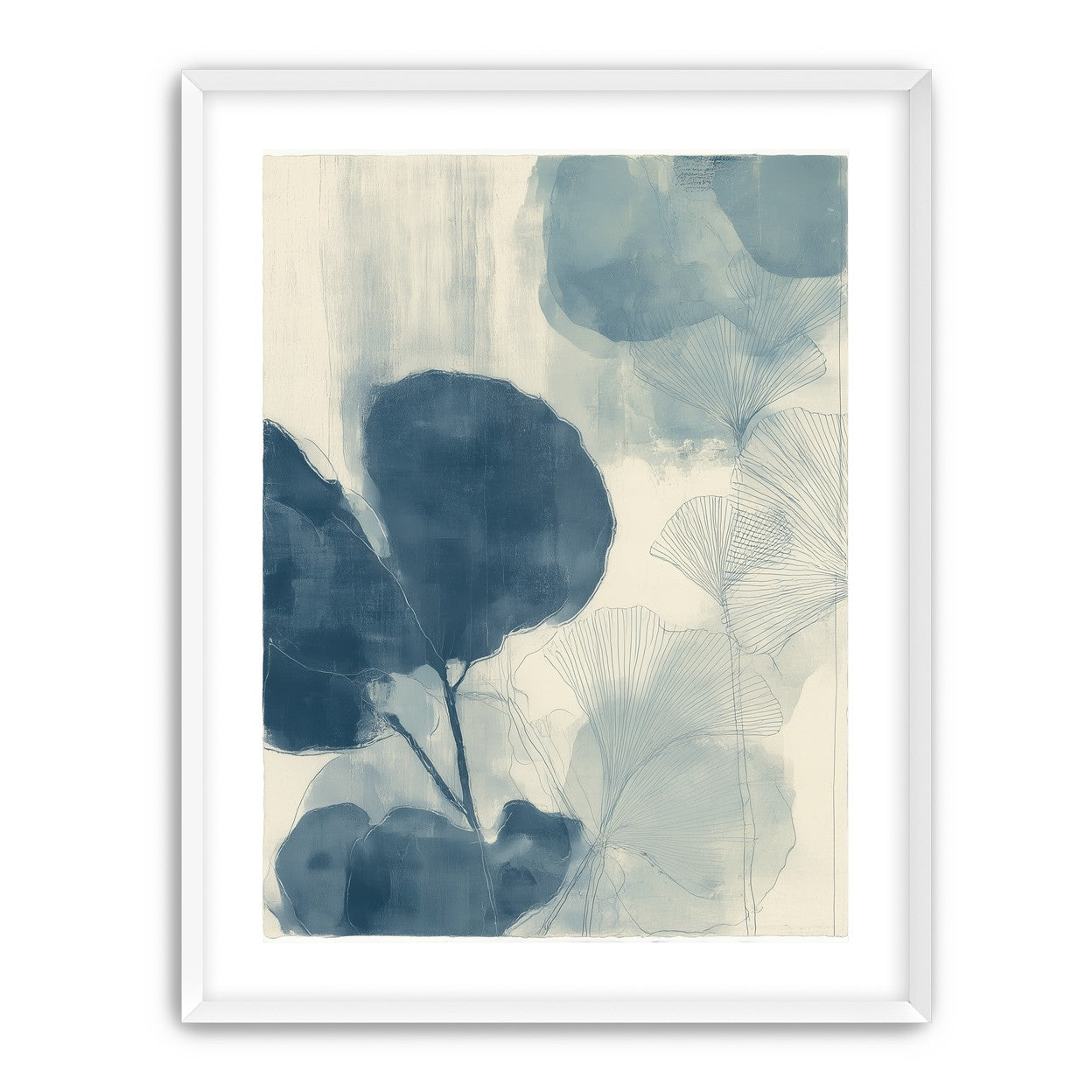 Indigo leaves on cream paper