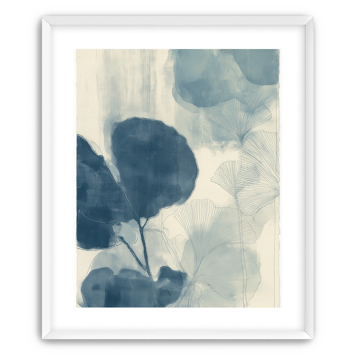 Indigo leaves on cream paper