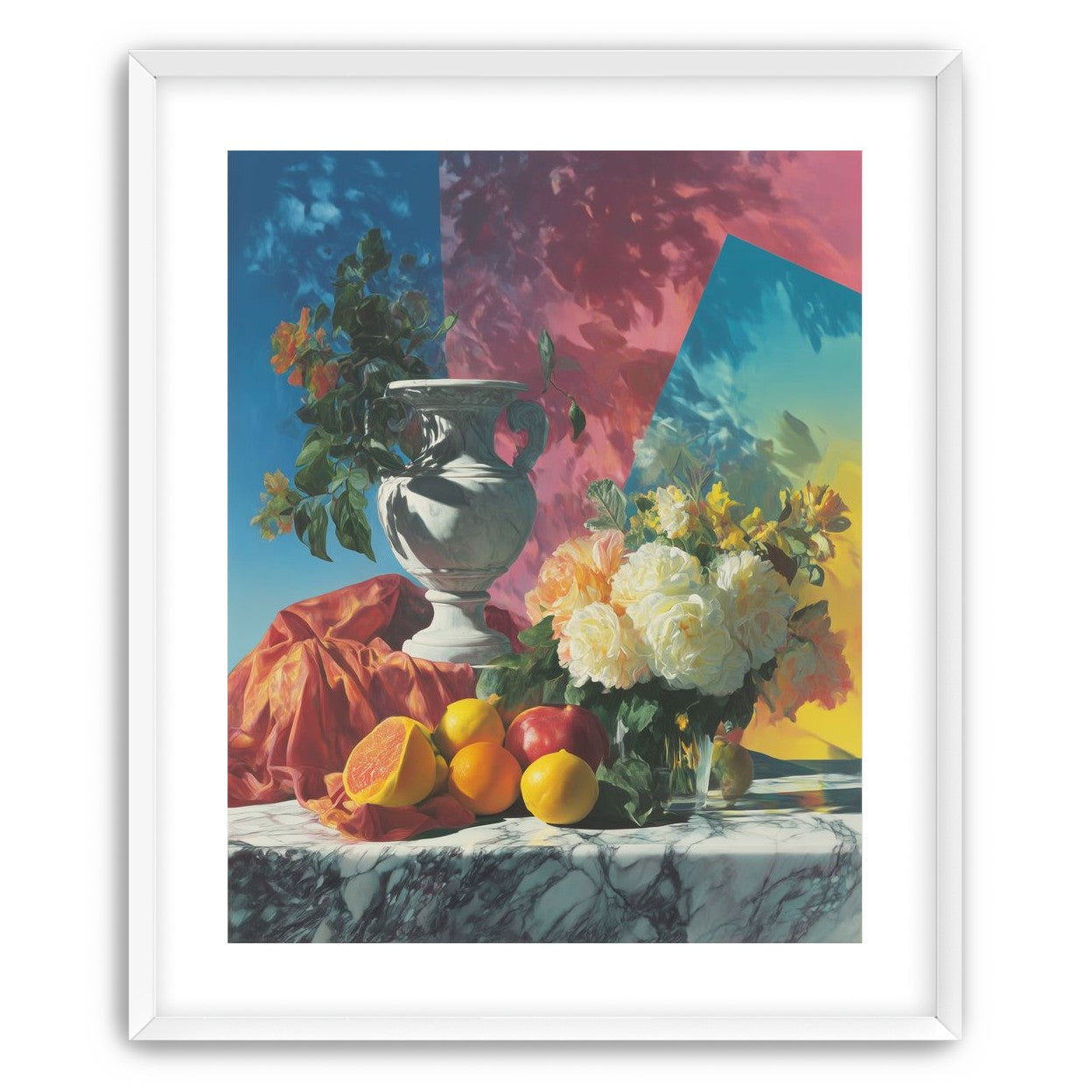Urn and roses in hard light