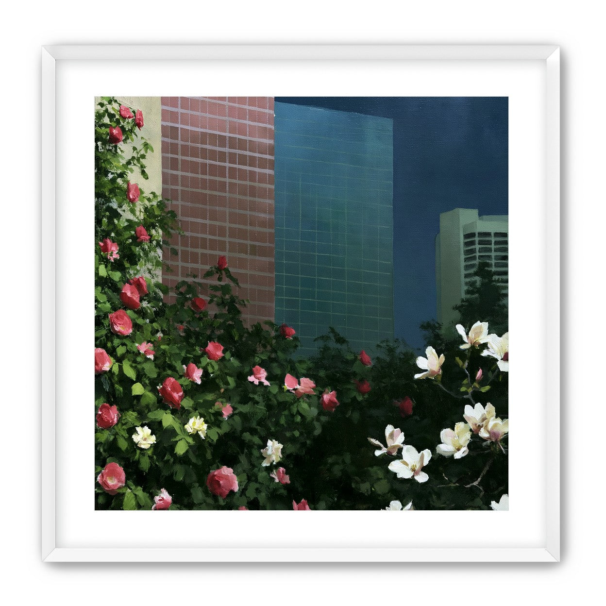 Flowers at the foot of towers