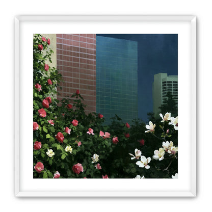 Flowers at the foot of towers