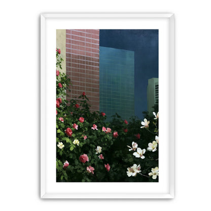 Flowers at the foot of towers