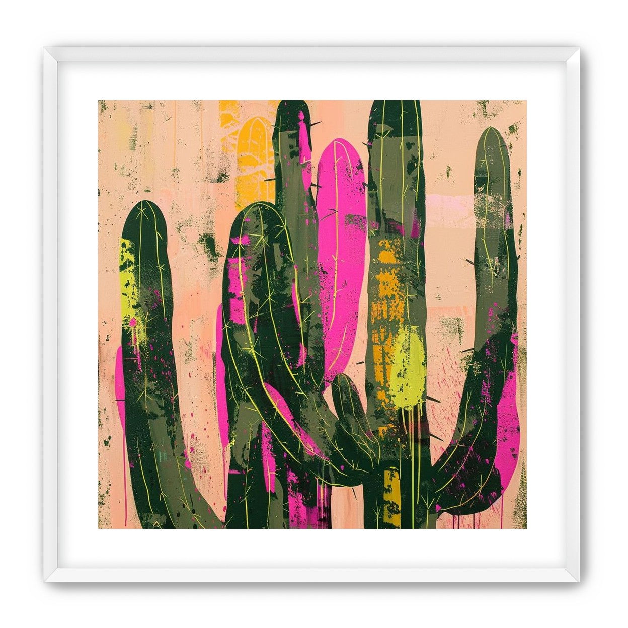 Neon pink on cactus green