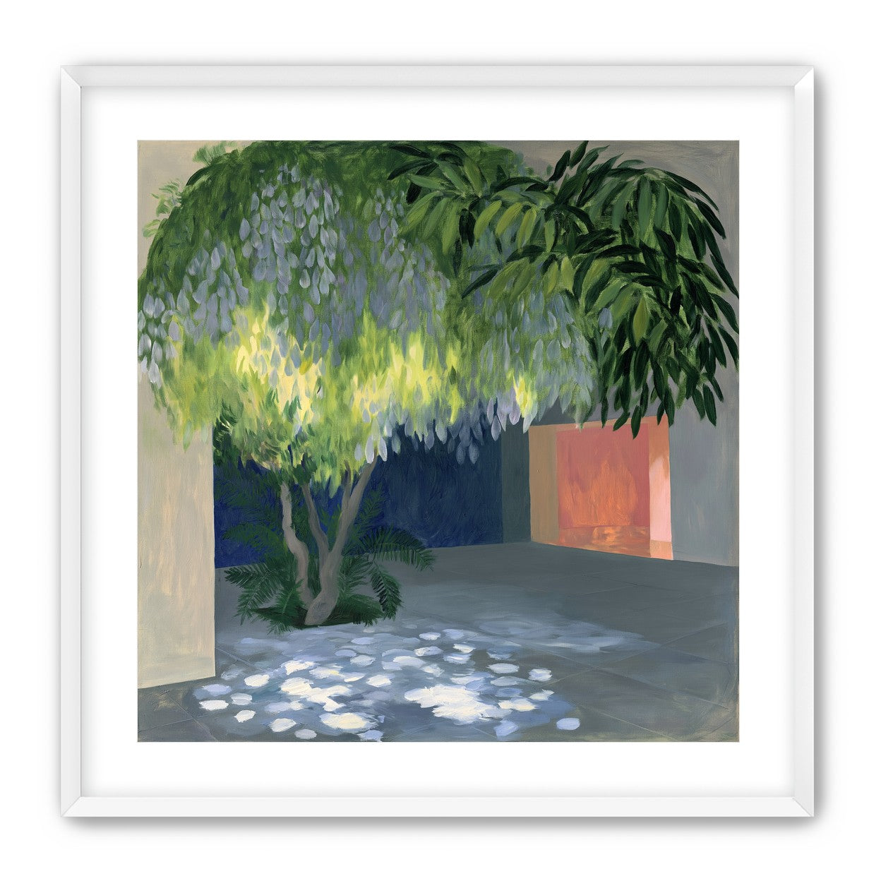 Spotted light under blossoms