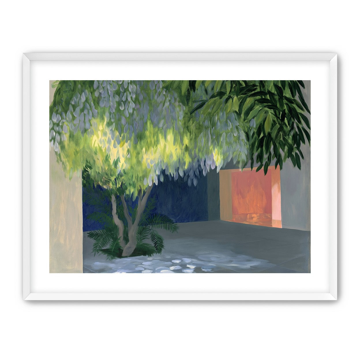 Spotted light under blossoms